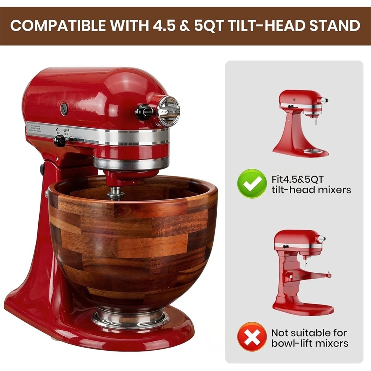 Stand Mixer - güncelleme. KitchenAid için Ahşap Karıştırma Kabı,